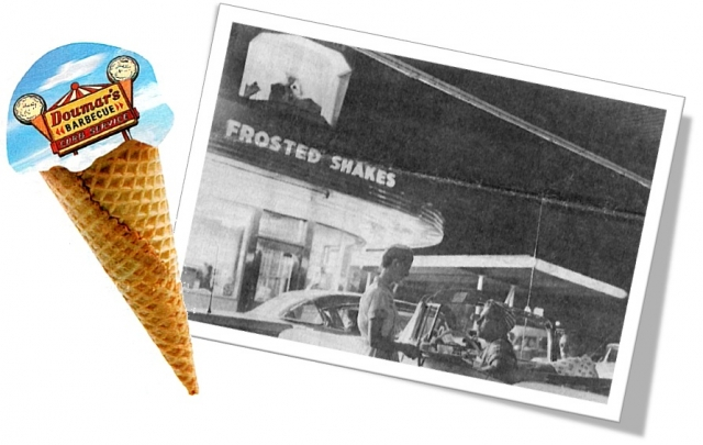 Doumars in 1960. Notice the disc jockey in the booth atop the building.