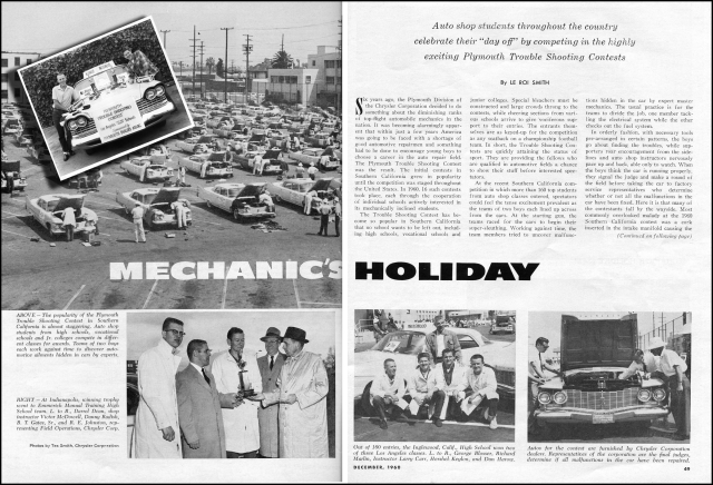 The 2-page spread in Hot Rod Magazine showed that IHS took both 1st and 2nd place in this competition! Their shop teacher was SOOOO proud! (Photo courtesy of George Blosser)