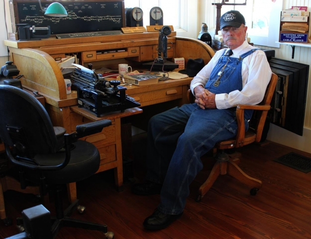 James Carmichael in uniform at Railroad Museum 2015