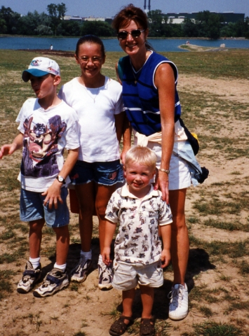 Karen Schubert McGinnis and kids at 20th reunion
