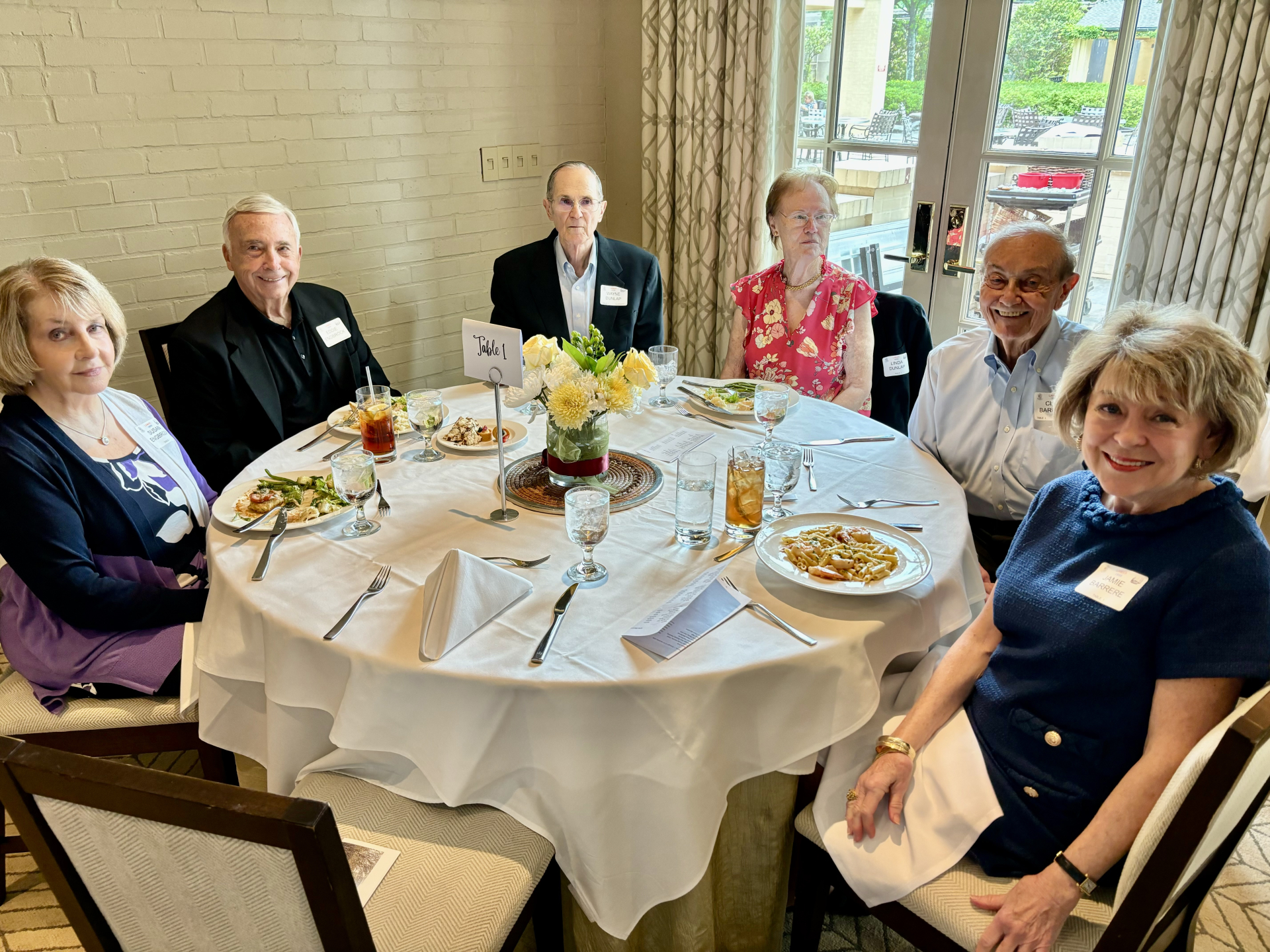 Table hosted by Clem Barrere. LtoR: Susan and Eddie Engbrock, Wayne and Linda Dunlap, Clem and Jamie Barrere