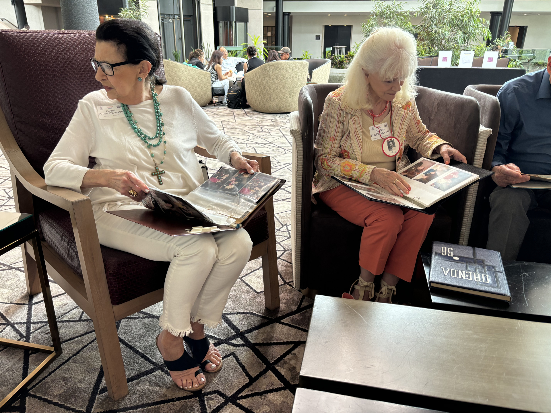 Alice Gilbreath Avery brought her high school scrapbooks - a big hit at the Hyatt gathering.