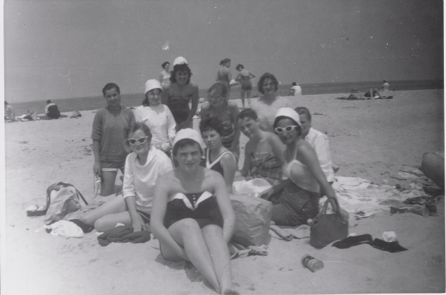 Beach Bums
Kneeling Sandy Edmonds, Pat Deal, Kay Russo, Portia Williams, Anne Parker
Seated Judy Norton, Jane Beggan, Mary Furey, Diane Hunt, Joanne DeMita
Submitted by Nancy Fantazian