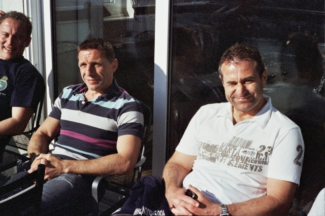 Nick, Mark and Jem C enjoy the sunshine