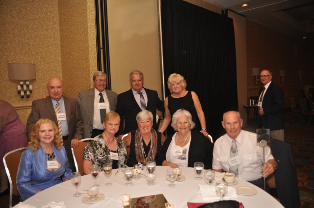 Seated: Nancy Marchand, Bev (Karpinski) Prendergast, Jane (Stetson) Quatrocchi, Judy (Simpson) Hughes, Bill Brown. Standing: Ray Marchand, John Prendergast, Ron & Maureen (Krawczyk) Tocio.