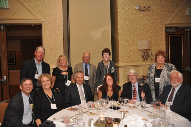 Seated: Lee & Ruth Roscoe, Jim Cannon, Russ & Janet Berry, Herb Johnson. Standing: Shaun Quinlan, Pam (Day) King, Paul & Margaret Donnelly.