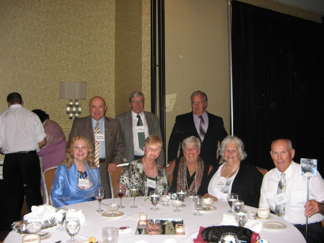 Seated: Nancy Marchand, Bev (Karpinski) Prendergast, Judy (Simpson) Hughes, Bill Brown Standing: Ray Marchand, John Prendergast, (I believe the last person is Bob Hughes