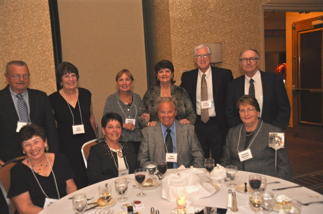 Seated: Mary (Stanley) Cooney, Terry & Tom Cooney, Ginny (DeCapot) Keenan. Standing: Paul & Rita Smith, Cynthia (Lafond) Perleman, Betty (Clinton) & Tom Butler, Rich Keenan. 