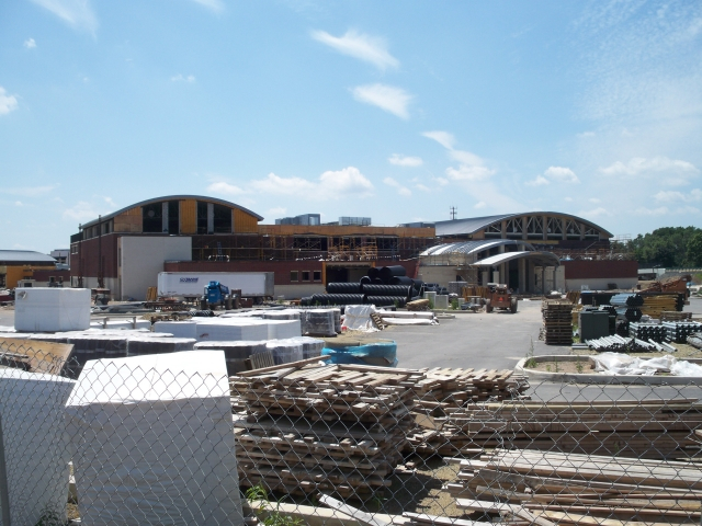 7-18-09: This is another picture of the back (parking lot side) of the new construction. They are now giving tours if interested.