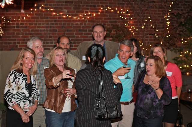 Carolyn Clabby Higgins, Dan McMahon, Anna McGowan West, Don Martinelli, Maurice Kelly, Jimmy Mallon, Mary Margaret Marcantonio, Carol Graef McLaughlin and Karol OCone Weiland (back to camera)