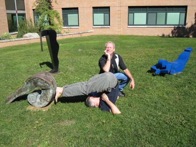 Not sure what to call this yoga pose. thethinkers-elbowon-asan-ass Sorry Sarah. This is why I would never perform at my high school. (Loch Kelly and Bill Francis)