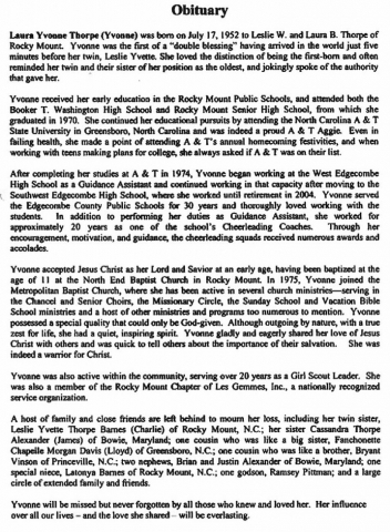 Laura Yvonne Thorpe: July 17, 1952 - September 26, 2009 - page 2