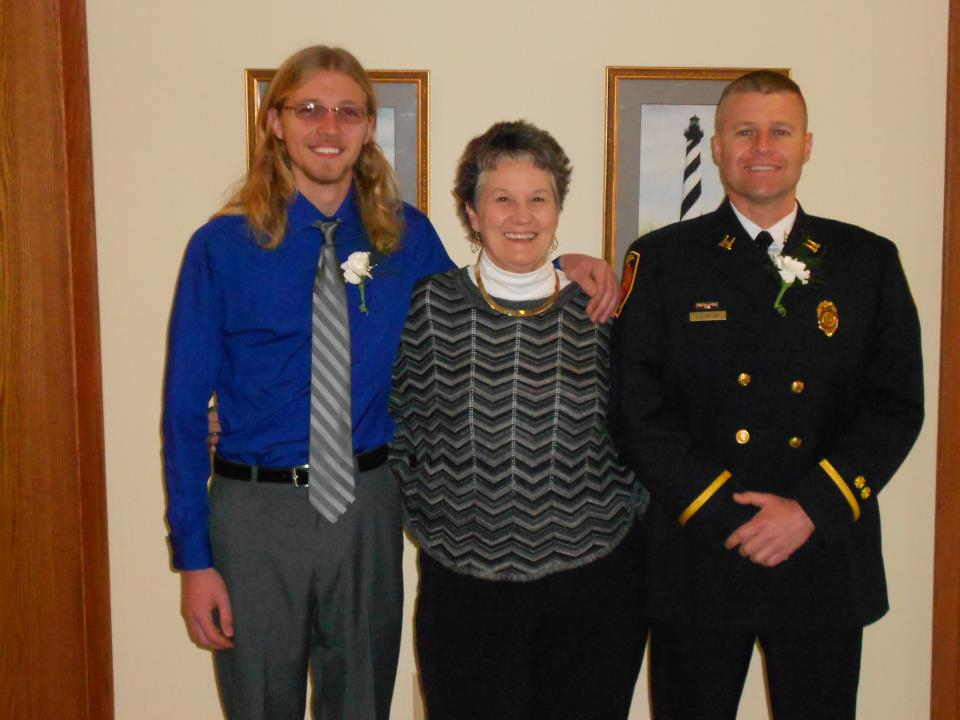 The 2 men in my life. Grandson, Cody and my son, Rick. Picture take 2013. Cody is in his 3rd yr at Wake Tech and plans to transfer to NC State next yr and Rick is Captain w/Raleigh Fire Dept. 