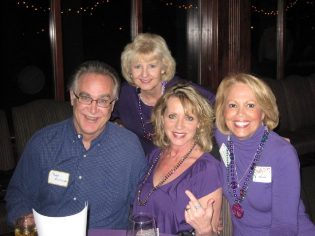 Dan Loving, Jeanene Miller Clifford, Arlene Davis Fox, Linda McCullough Roark (just off camera: Barney the dinosaur)