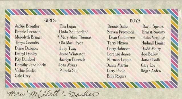 4TH GRADE IRVING
CLASSMATE NAMES