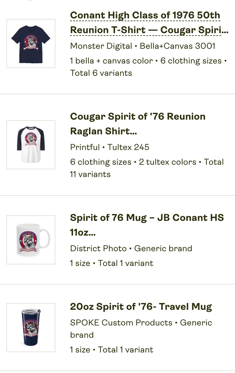 James B Conant HS Reunion - Class of 1976 - T-Shirt and Merchandise