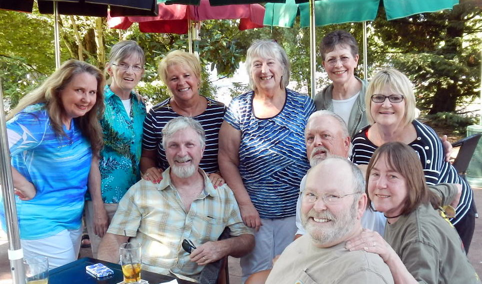 back row:










Linda Broad Lester
Vickie Sutton Domenigoni
Debbbie Rustrum Kroodsma
Veva Goehler
Lana Bouslaugh Miles
Manetter Hartenberger Zehrung
front row: Steve Mallinson
Don Zehrung 
Kris Knox Modell
Chris Riis

a stranger