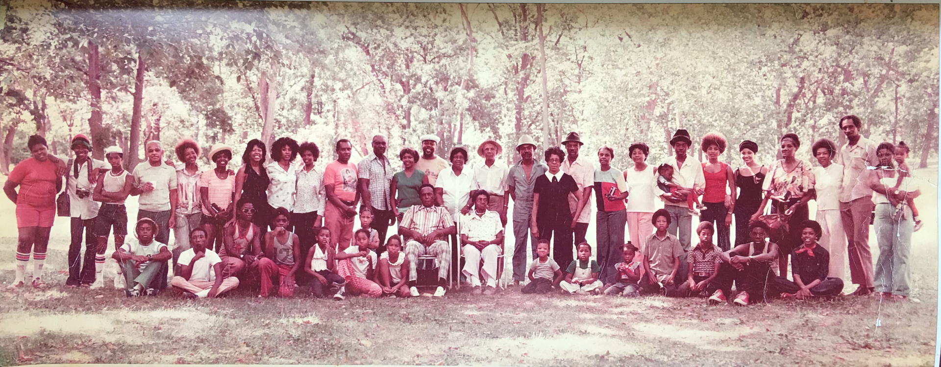THE ORIGINAL BROWN-EWING FAMILY REUNION - KANSAS CITY, MO 1976. Anna (Ewing) Brown is the intersection/cornerstone of the Brown-Ewing Family and the originator of the Brown-Ewing Family Reunion, "It was Mama Brown's wish", Marguerite Brown Brooks.