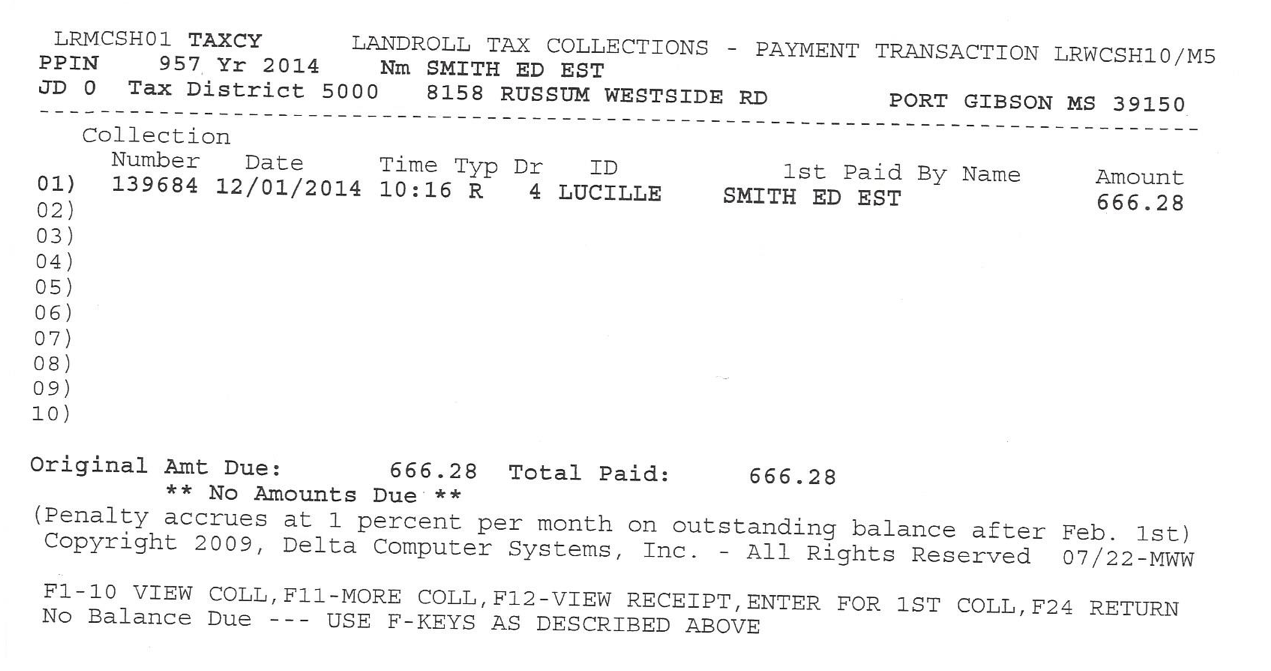 Tax Payment 12/01/2014