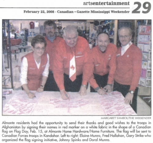 Levi Home Hardware - Staff signing flag