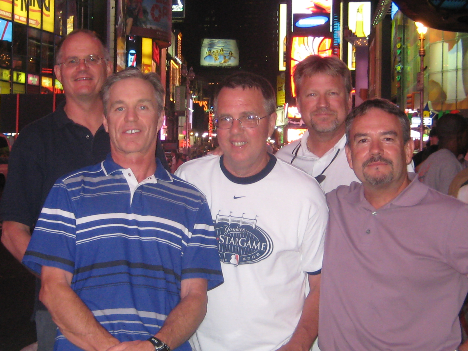 (L-R) Chris Chambers, Larry Morrissette, Norm Robinson, Greg Workman, Brian Schneider - Times Square NYC, August 2008