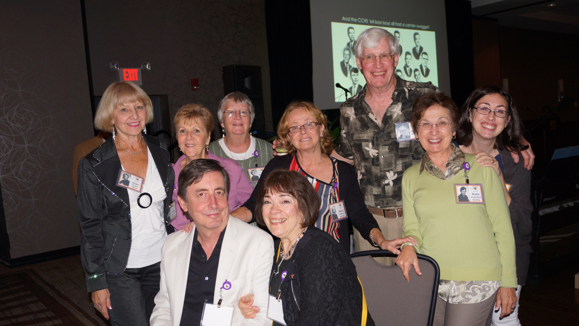Seated: Glenn Hudson with Julie Marshall; Standing: Joan Drexel, Rita Naclerio, Karen Scholl, Nancy Robinson, Steve Rodewald, Kate Kelemen and daughter, Elisabeth