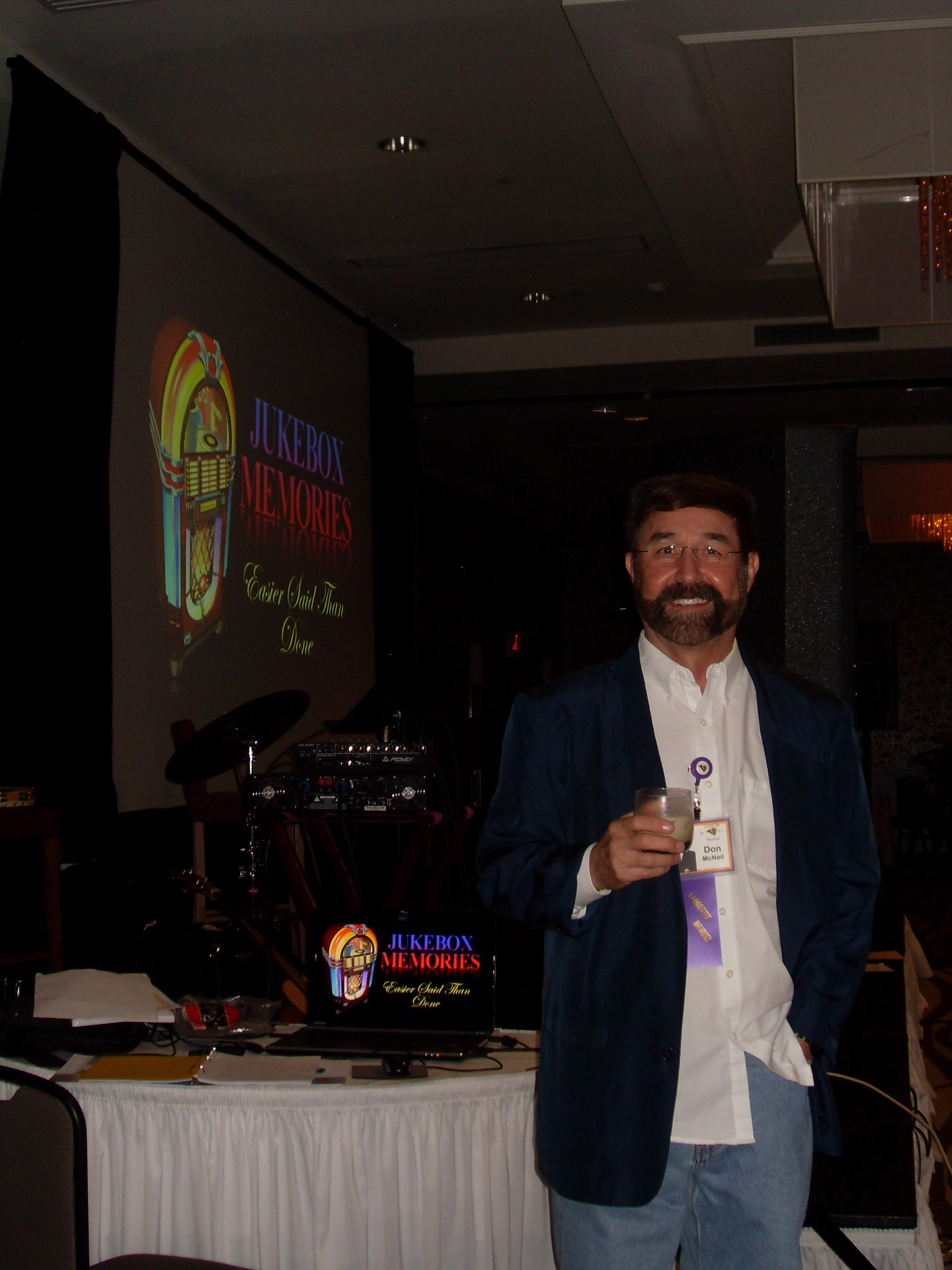 Don McNeil briefly relaxing after the first video began playing successfully Friday night!