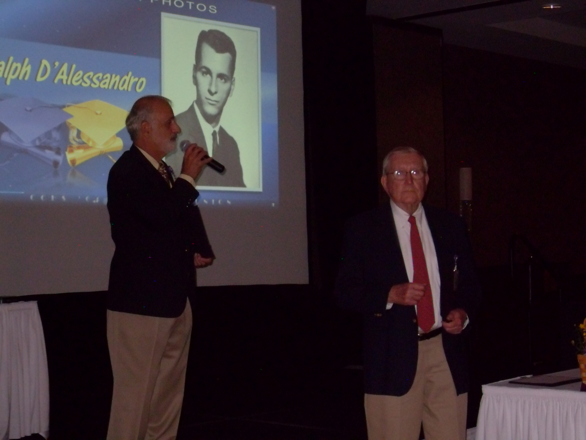 Ralph welcoming folks Saturday night and presenting Coach McGrath with his Certificate of Sports Excellence