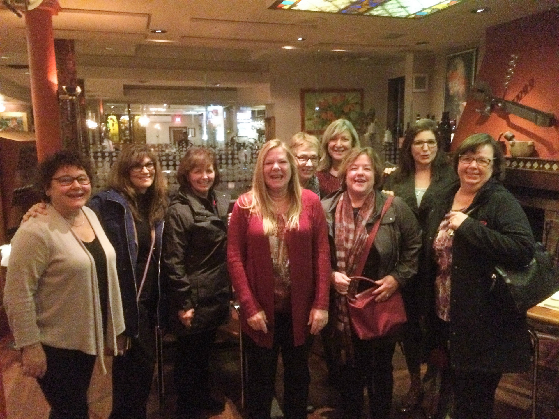 Patty DeMonte, Mary DiFonzo, Gia Antonacci, Leslie Corrigan, Majda Senicar, Debbie Luzar, Maureen Donovan, Cecilia DeMonte, Maureen Tolan. (Maggie Jessup not in group photo, but was there) 