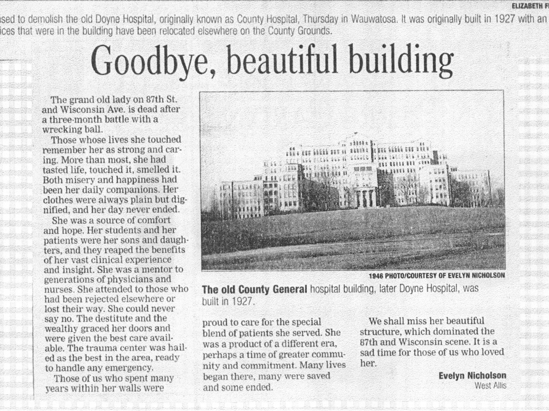 County Hospital Tribute

Courtesy Gen Prill Kloth