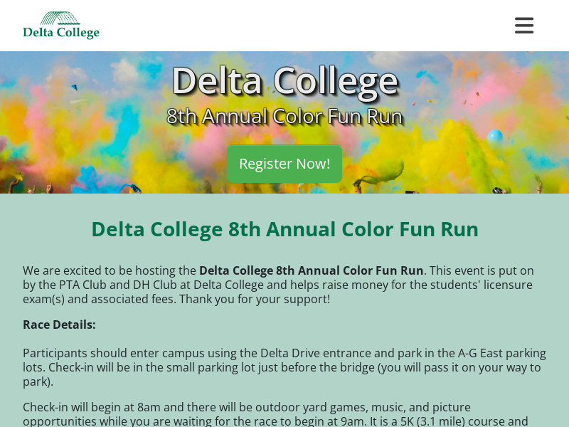 Delta College 8th Annual Color Fun Run