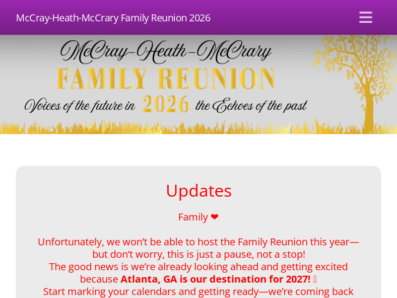 McCray-Heath-McCrary Family Reunion 2026