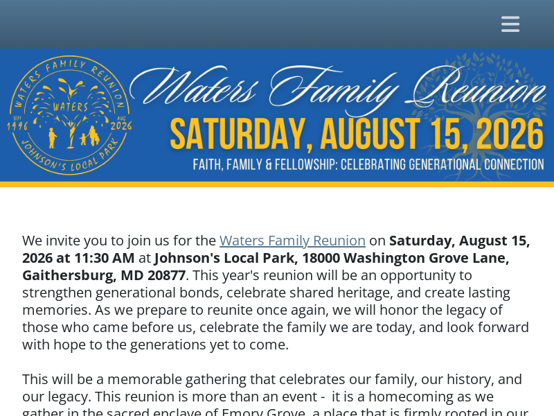 Waters Family Reunion 2026