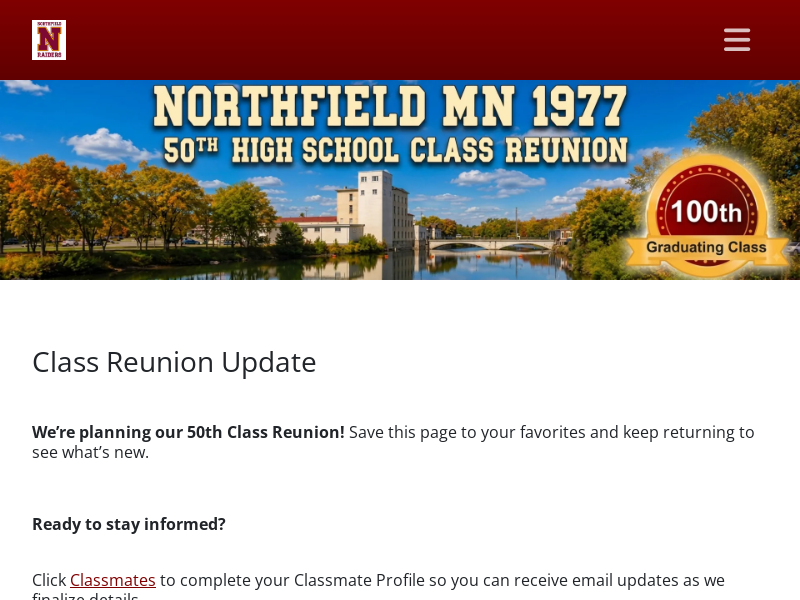 Northfield MN 1977 50th High School Class Reunion
